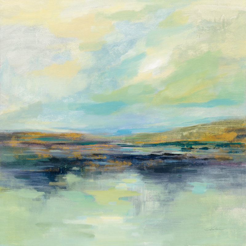Golden Fields by the River 1 Piece Wrapped Canvas Painting, 76cm H x 76cm W