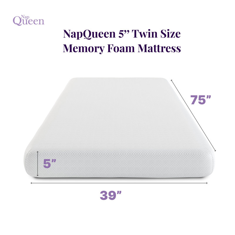 Matelas en mousse à mémoire de forme simple de 5 pouces NapQueen pour enfants - Matelas blanc respirant pour lits superposés et lits gigognes