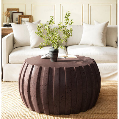 Table basse imperméable, conception durable en ciment MgO, compatible intérieur et extérieur (brun)