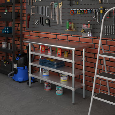 18 In. X 48 In. Stainless Steel Table With Three Undershelves