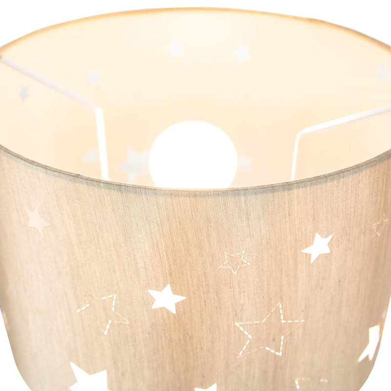 Contemporary Linen Childrens/Kids Pendant/Lamp Shade with Laser Cut Stars, Beige