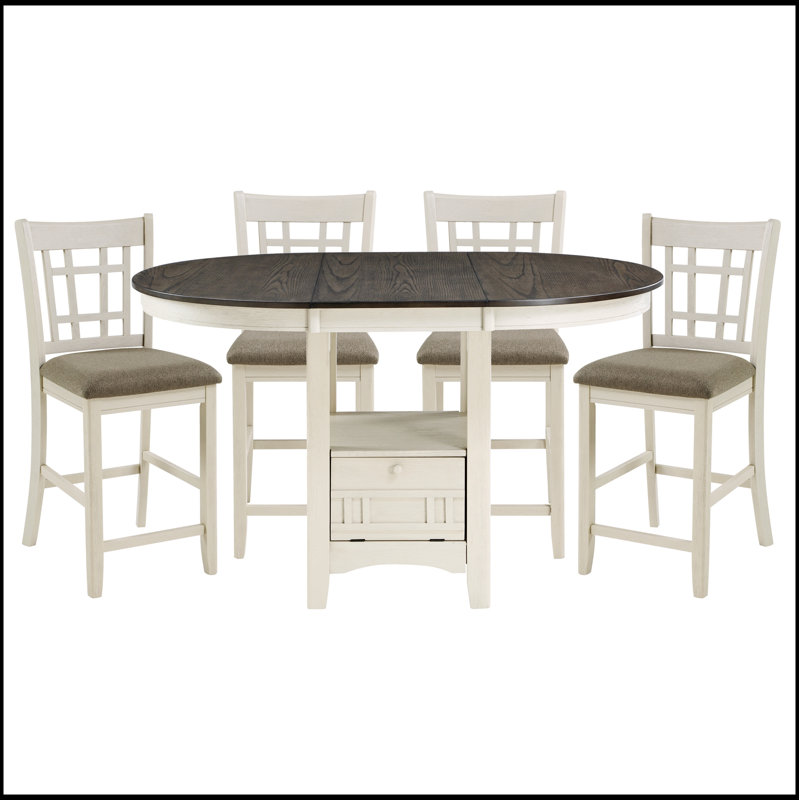 Ensemble de chaises à hauteur de comptoir en bois blanc antique à finition comptoir de 2 pièces avec sièges rembourrés pour un repas confortable