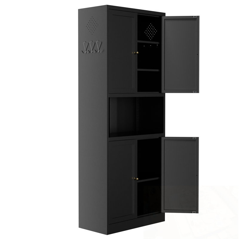 Metal Kitchen Pantry Cabinet Adjustable Shelves