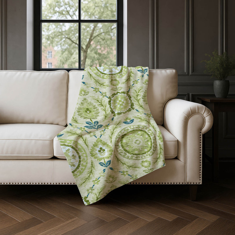 Jeté floral Sherpa ASB751 Addison, Aloès