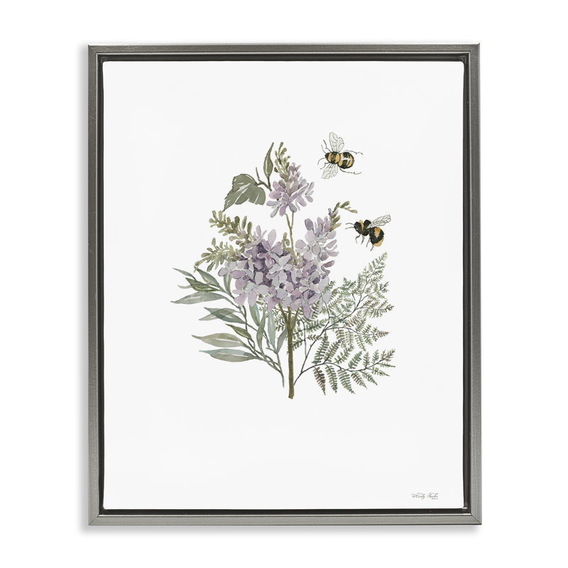 Lilas et bourdons encadrés par Cindy Jacobs, Cadre flottant gris lustré, H 21 po x l 17 po