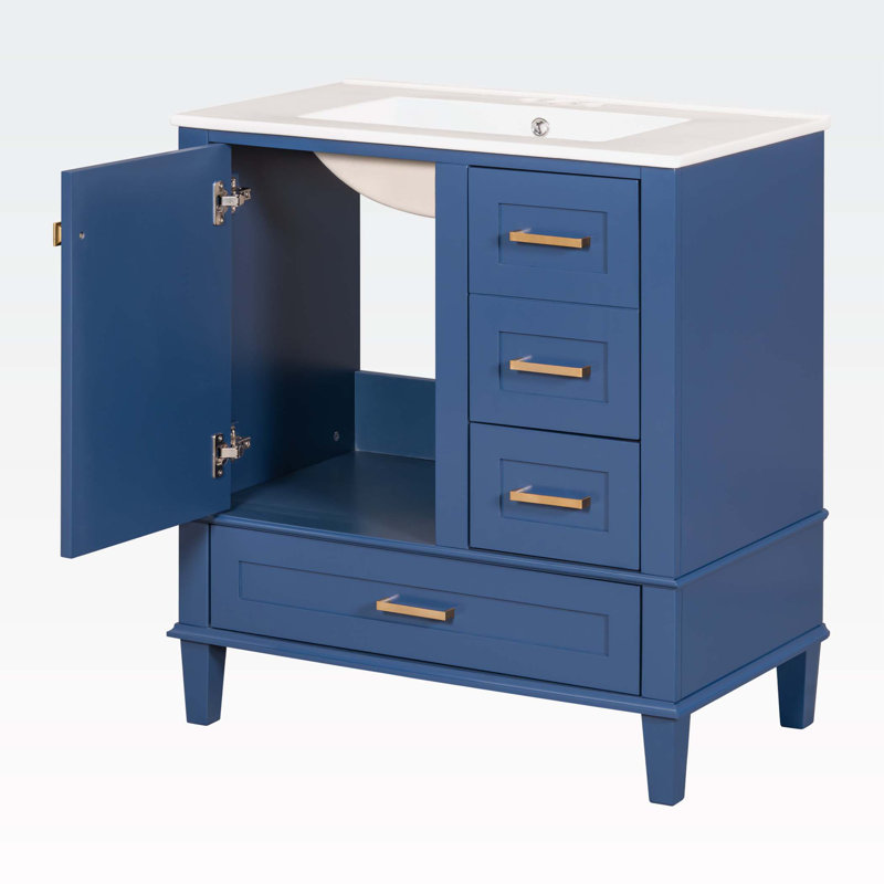 Strade 18.3'' Bathroom Vanity with Ceramic Top, Blue