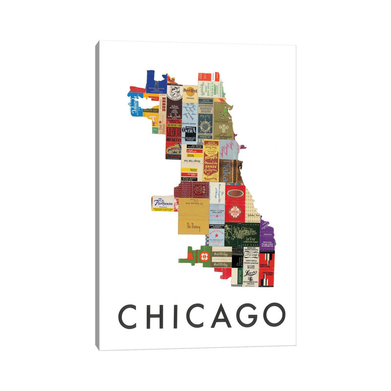 Chicago Matchbook par Paper Cutz - Print, H 26 po x l 18 po x 1,5 po