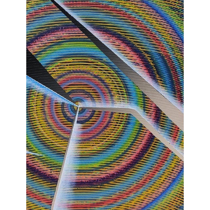 Broken Circular Acrylic Painting by Ghanshyam Gupta – 12" x 12" Abstract Geometric Canvas Art with Vibrant Colours and Fragmented Design for Modern Home Décor