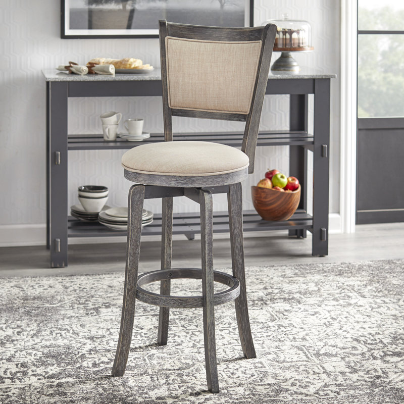 Tabouret pivotant Amelia, Tabouret de bar (siège d'une hauteur de 30 po), Gris patiné