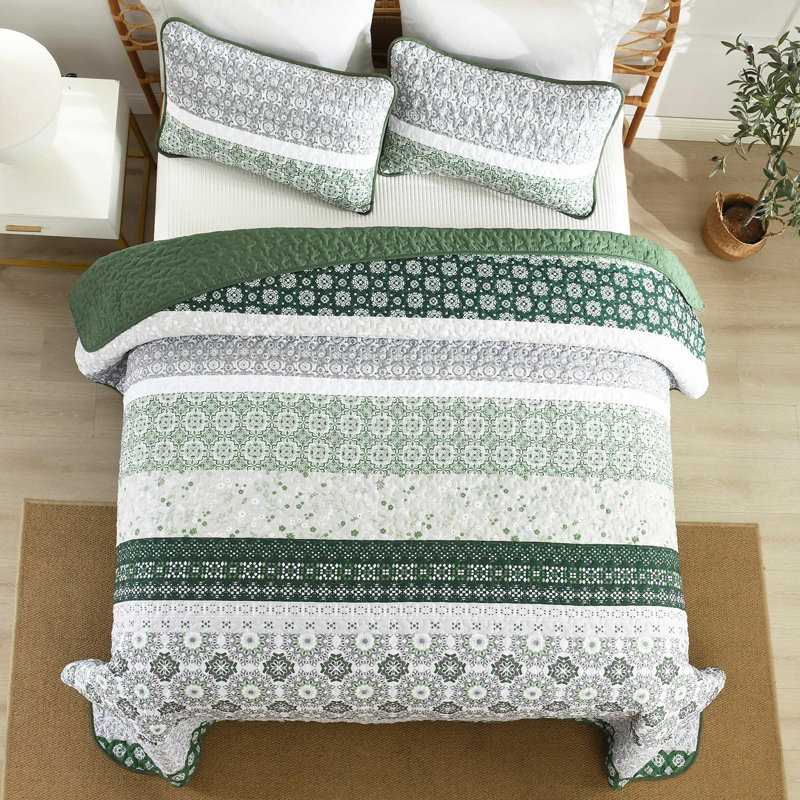 Ensemble de couvre-lit 3 pièces Boho, Courtepointe pour lit grand + deux taies décorati