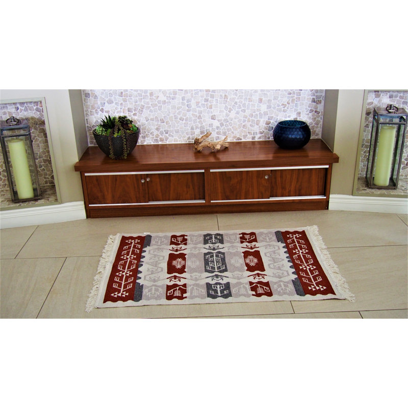 Tapis intérieur / extérieur en coton brun / bleu / gris Fritsch Southwestern