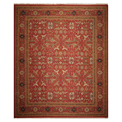12'3''x14'9" Rusty Red Hand Knotted Traditional Wool Oriental Area Rug