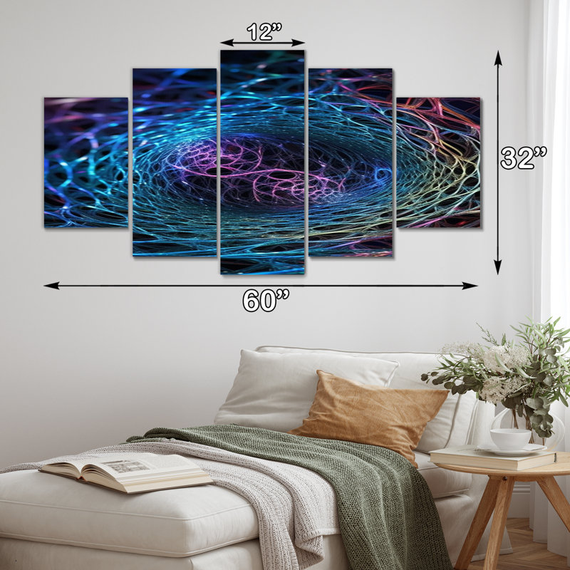 Crossno - Fractals, reproduction sur toile - 5 panneaux