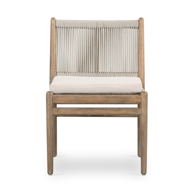 Chaise d'appoint d'extérieur avec coussin Baltzer Eucalyptus, Structure naturelle / coussin avoine Lakin