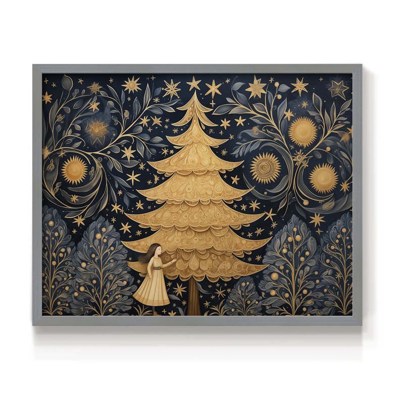 Chirstmas Art-CCCXCV -Framed Print - Restickable, H 22 po x l 28 po, Gris