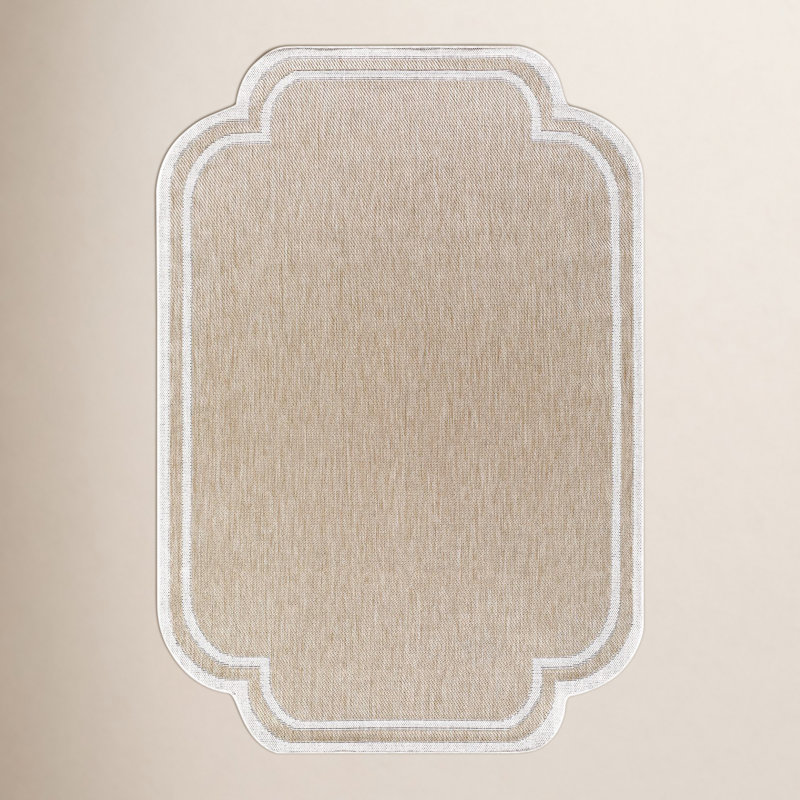 Skiles Outdoor Area Rug, Rectangle 6'7" x 9', Tan/Cream