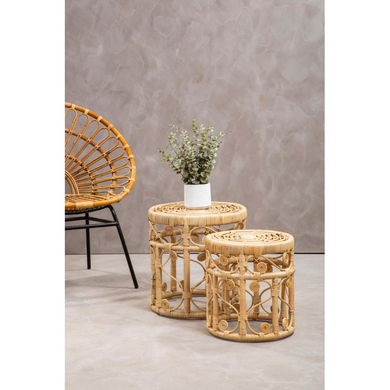 Beneduce Rattan Accent Stool, Natural