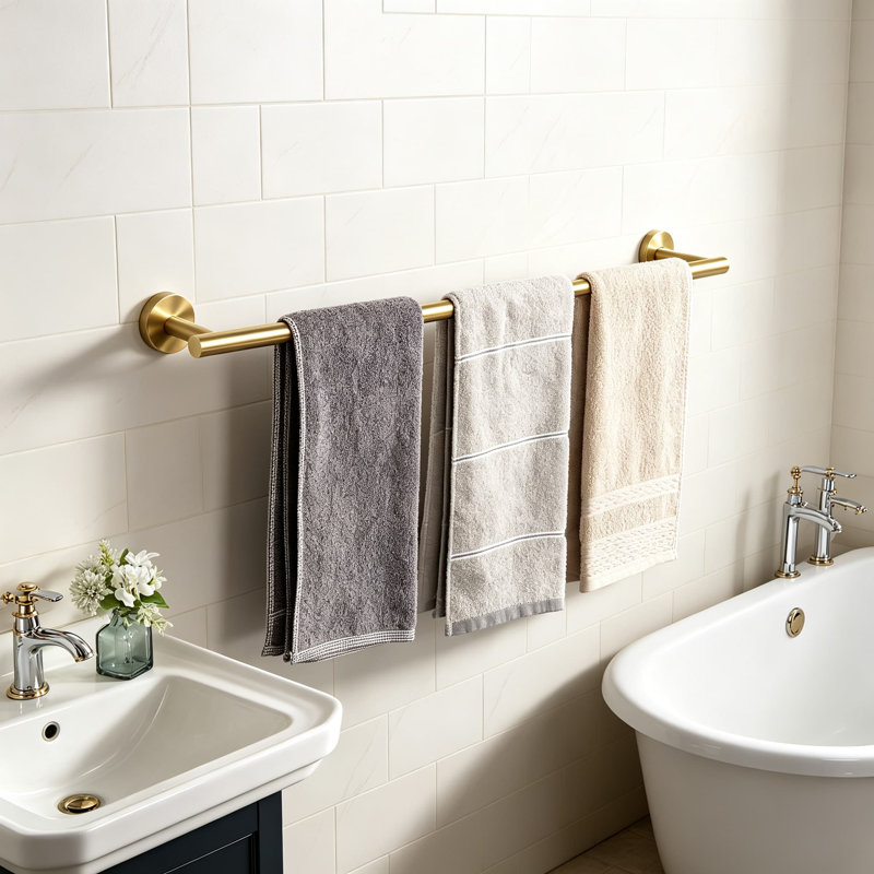 Porte-serviettes en acier inoxydable Premium, 1.97" H x 30" L x 30.00" D, Brushed Gold