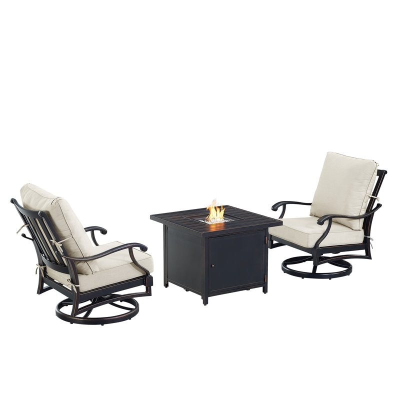 Ensemble de conversation d'extérieur pour 2 personnes avec coussins Rogersville, Gris clair
