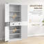 Armoire de cuisine 72,5 ", armoire de rangement autoportante traditionnelle avec 4 portes, tiroir et 3 tablettes réglables pour la salle à manger, grain de bois blanc