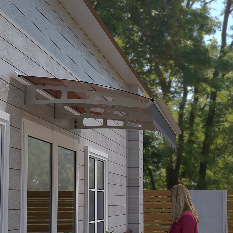 79" X 34" Window Awnings Door Entrance Canopy, Gray/Brown