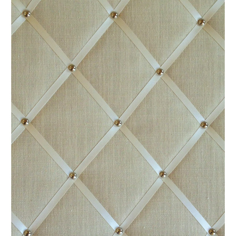Fabric Covered, 48cm H x 28cm W, Ivory/Chrome