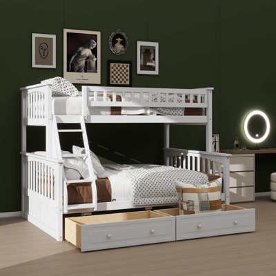 Twin Over Full Bunk Bed With Drawers And Convertible Design