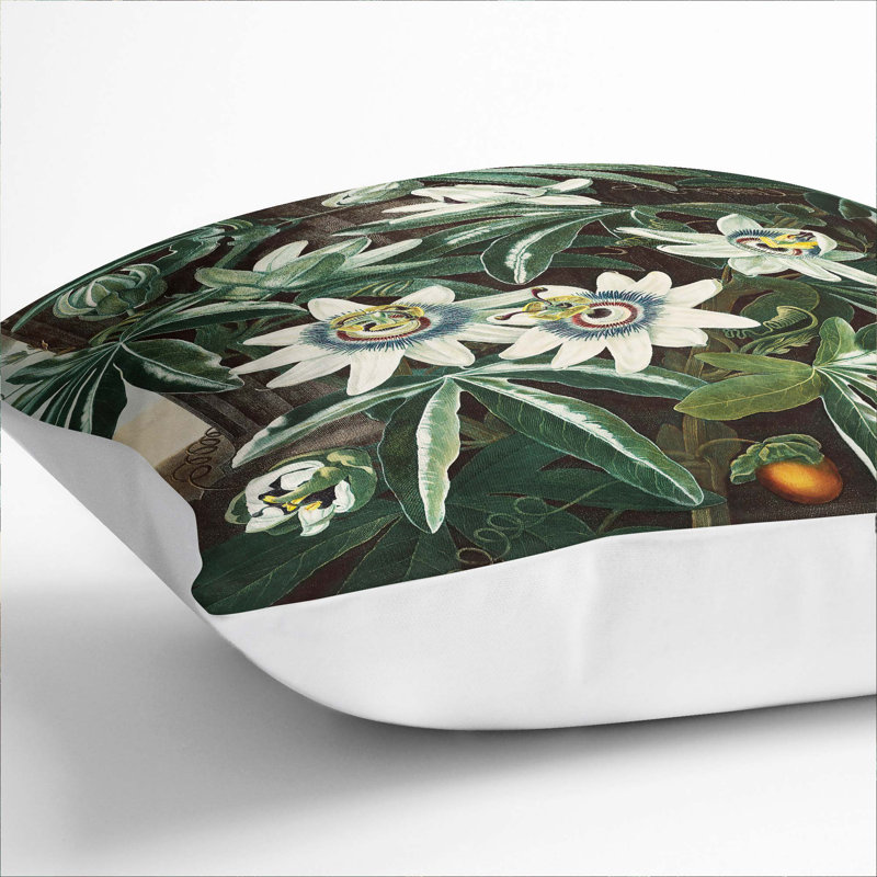 Floral Square Throw Cushion, 55cm H x 55cm W x 20cm D, White