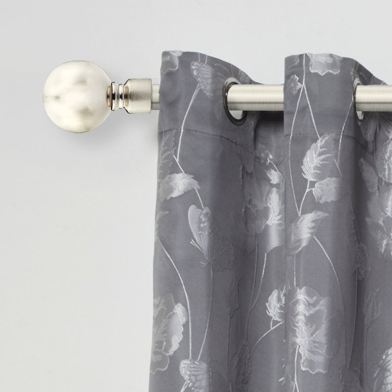 Abe Riegelsville Ball Extendable Eyelet Curtain Pole and Hardware Set, Brushed Silver, 1.6 - 3m