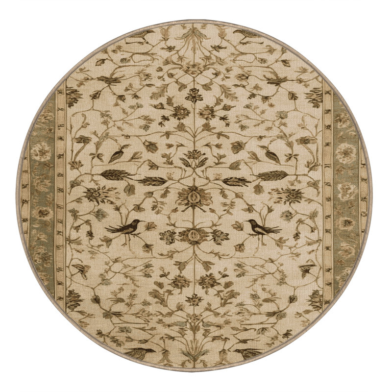 Tapis brun lavable à la machine, Rond 5 pi