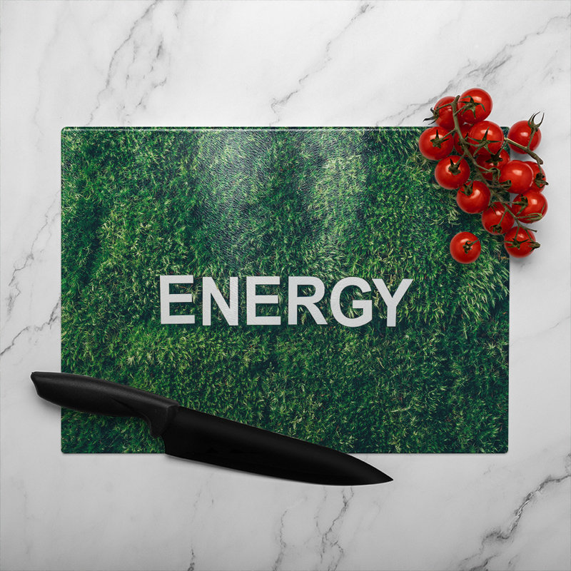 Wellness Energy Designer Glass Chopping Board
