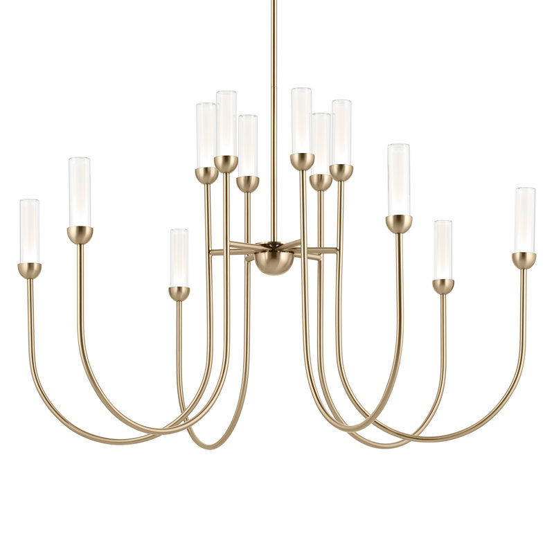  Lustre DEL à 2 niveaux avec verre stratifié, H 27,5 po x l 40 po x P 40 po, Bronze, 12