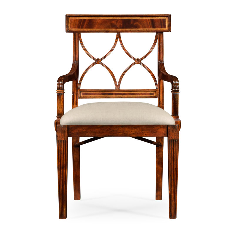 Buckingham 19.5'' H Mazo Upholstered Acacia Armchair, Tan, Medium Antique Mahogany