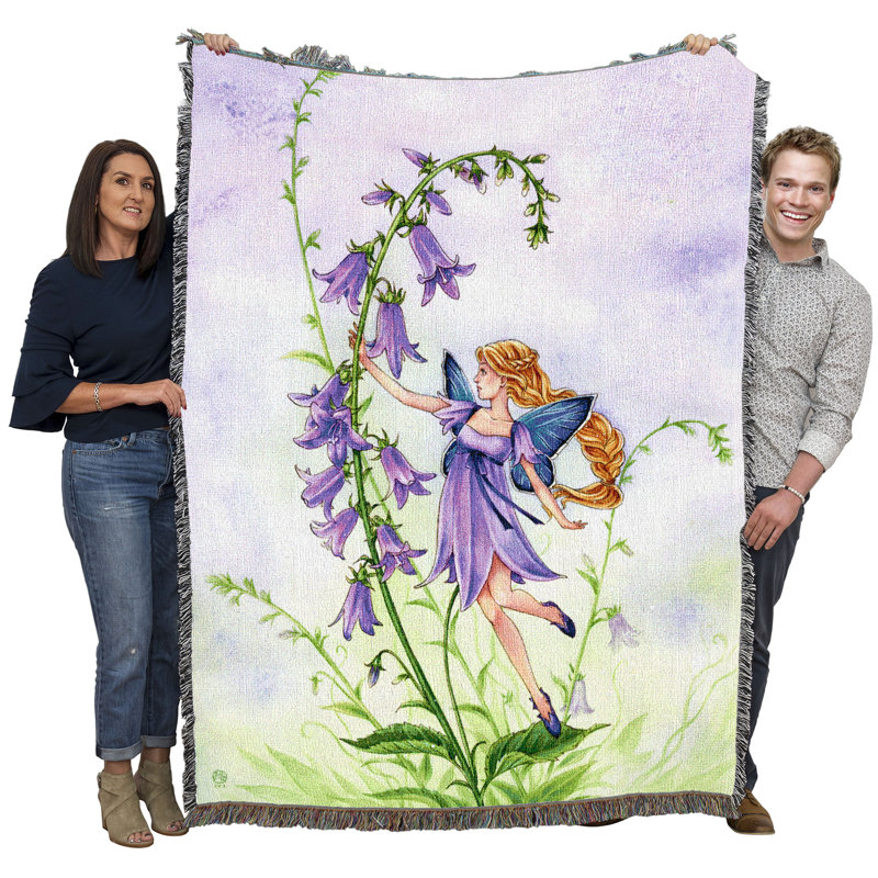 Pure Country Weavers Fantasy Bellflower Fairy Blanket by Meredith Dillman - Gift Fantasy Tapestry Throw Woven from Cotton - Made in the USA (72x54)
