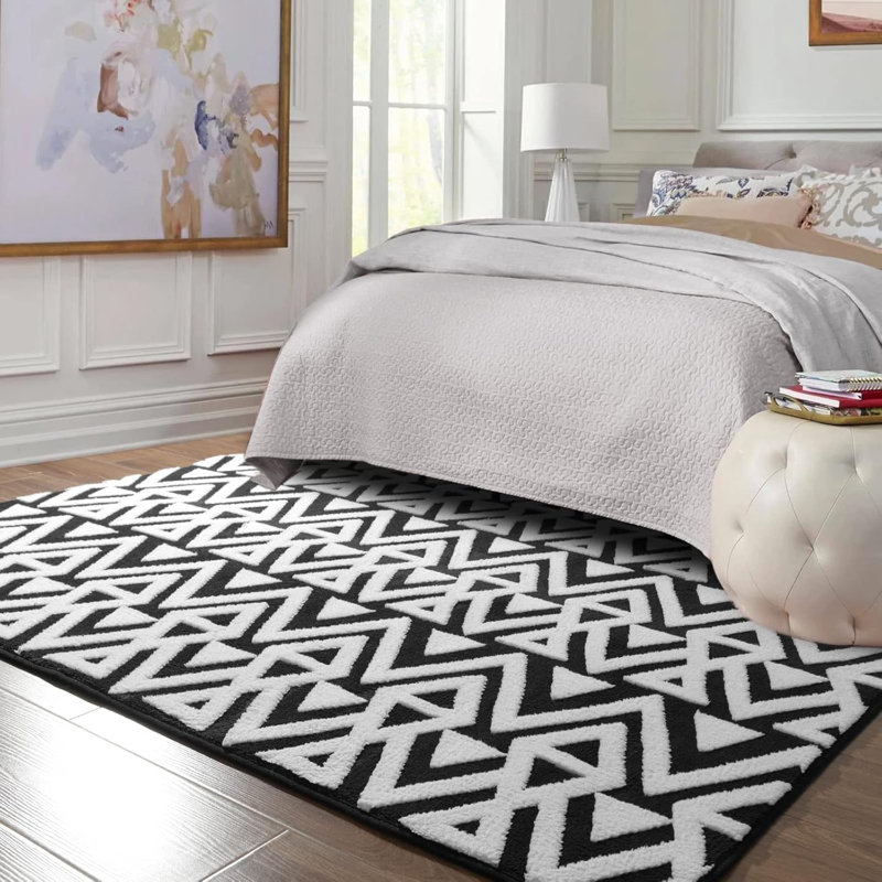 Tapis à texture géométrique luxueux en mousse viscoélastique ultra-douce