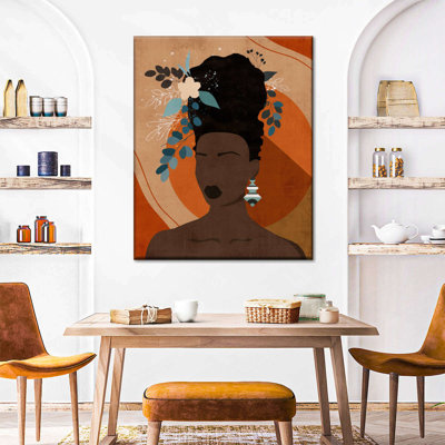 Impression sur toile florale, femme noire