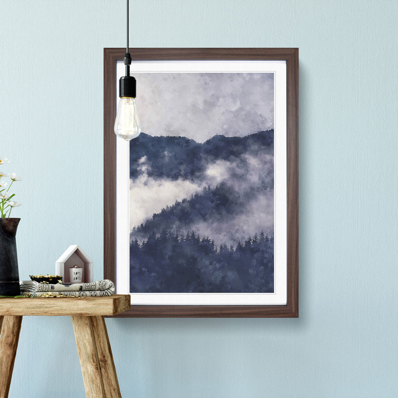 Waxing Moon over the Forest - Picture Frame Painting Print, 87cm H x 62cm W x 2cm D, Walnut Framed