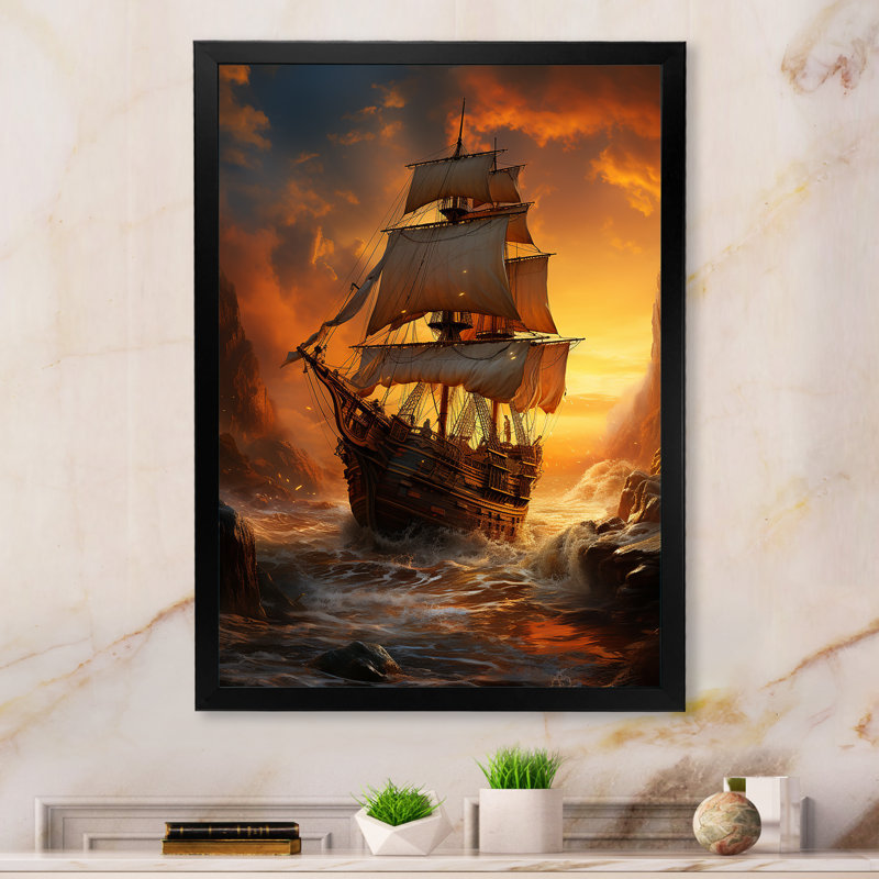 Pirate bateau pillage héritage - décoration murale pirate, Cadre photo noir, H 20 po x l 12 po x P 1 po