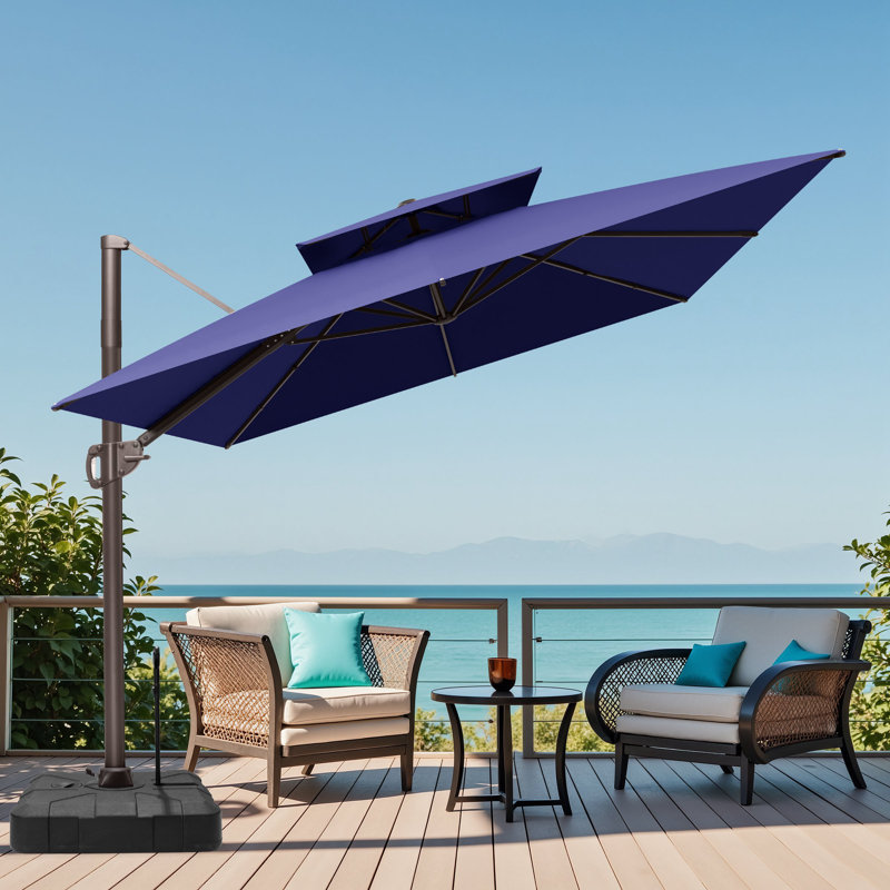 Parasol de patio en porte-à-faux 145 po x 104 po avec base Easy-Move | Mobilité d'une personne, Marine