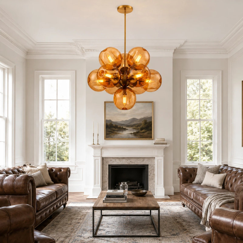 Chandelle sphérique spoutnik moderne à 10 lumières à intensité variable