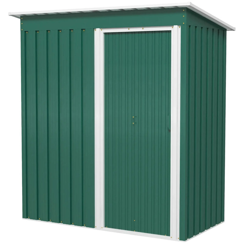 5 X 3Ft Garden Storage Shed With Sliding Door And Sloped Roof Outdoor Equipment Tool, Green