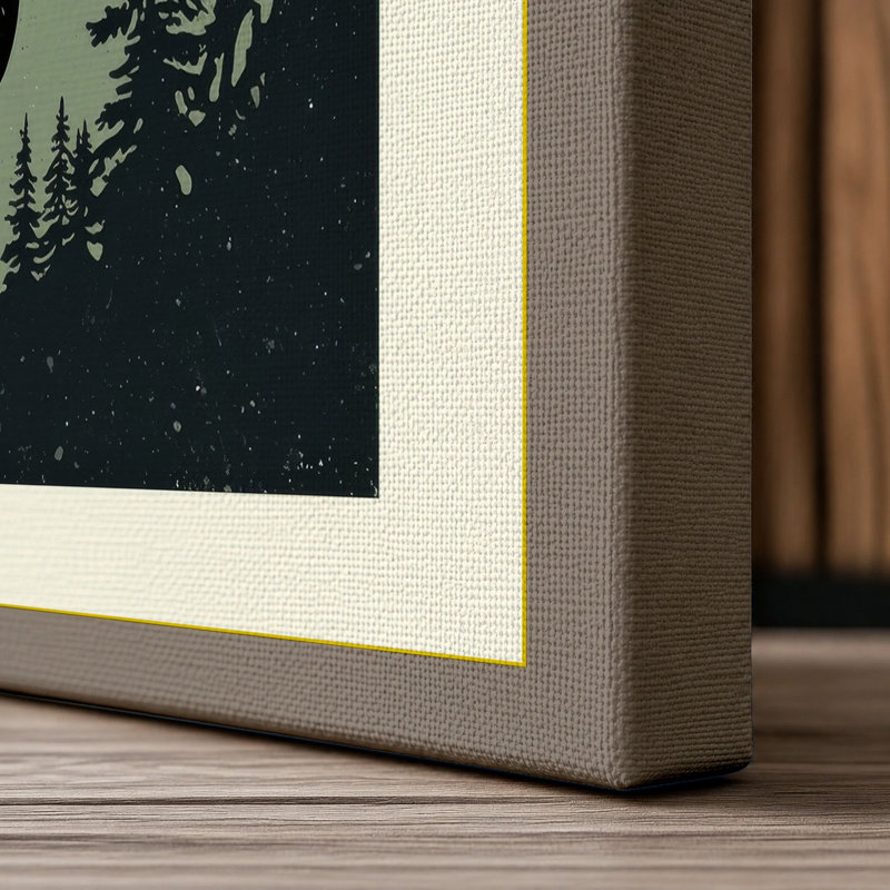 Deer Under Moonlight Rustic - Wrapped Canvas, 24x16 - 61.0 x 40.6 cm, Taupe Border