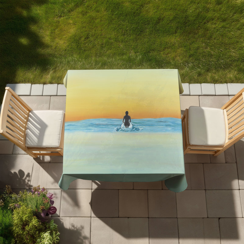 A Surfer Swimming by Dawn Tablecloth | Sports & Games Decor