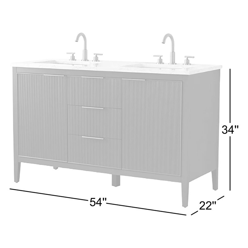 Emma 54" W Double Vanity, Vintage Blue/Brushed Bronze