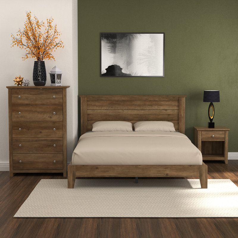 Tevrat 3 Pieces Bedroom Sets, Knotty Oak, King