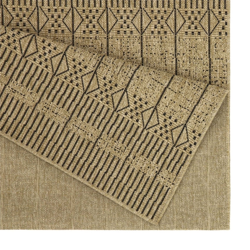 Tapis intérieur / extérieur en jute / noir Earth, Rectangle 5 pi 3 po x 7 pi 3 po
