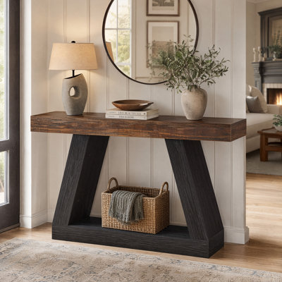 Chasidi Rectangular Pedestal Console Table
