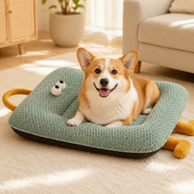 Mignon lit pour chien avec housse amovible lavable, tapis de couchage épais et apaisant pour animaux de compagnie, nid douillet et antidérapant pour petits chiens et chats d'intérieur, utilisation toutes saisons
