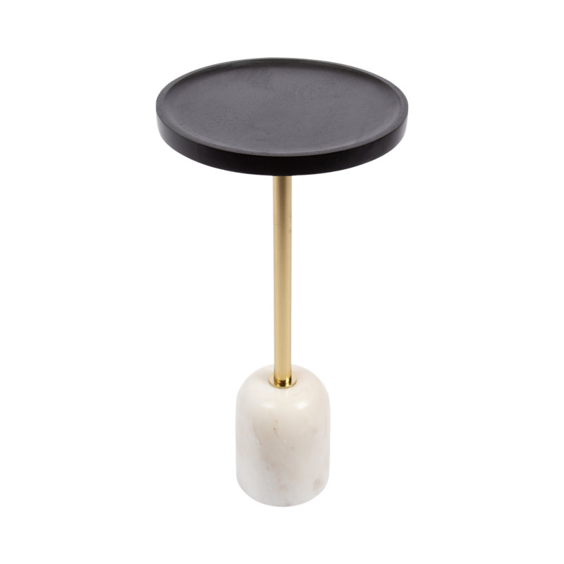 Mango Wood and Marble Round Side Table