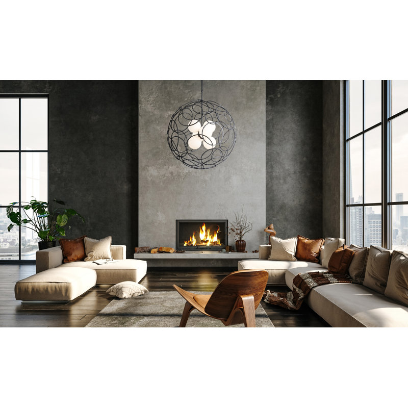 Olympus 6 - Light Unique/Statement Globe Chandelier, 54.6" H x 31" W x 31" D, Black